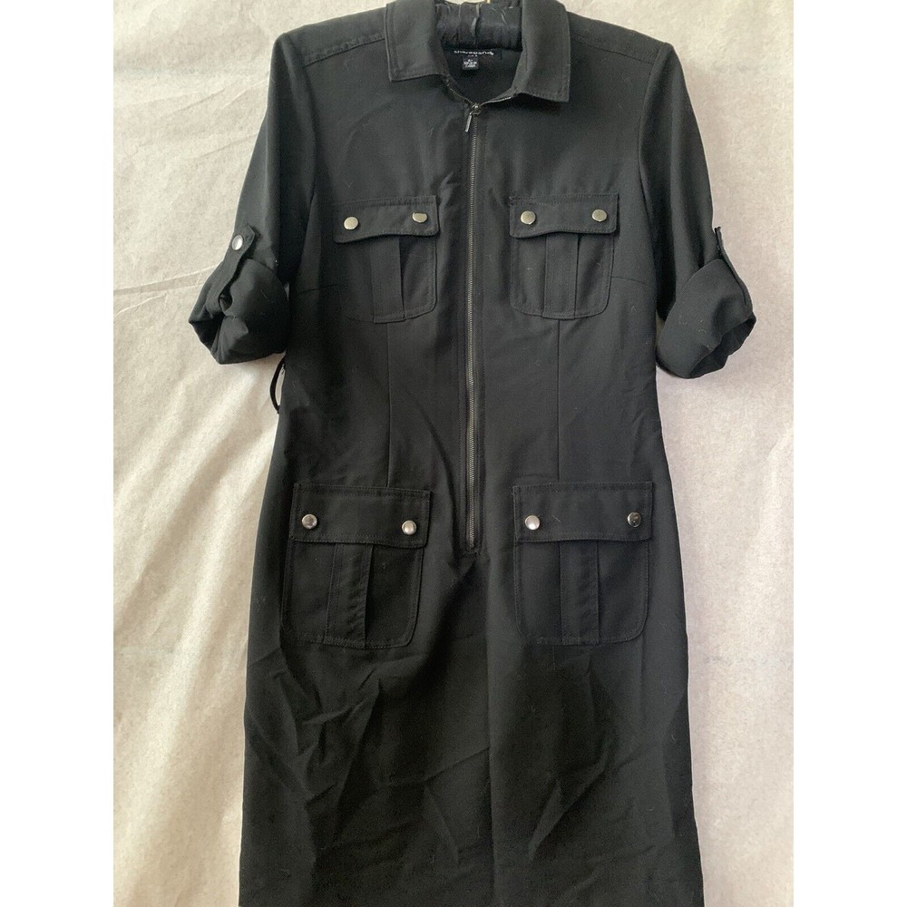 SHARAGANO Womens Zipper Front Black Dress Size 8P (1215)